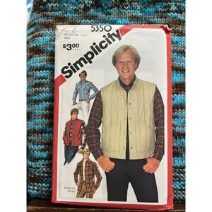 Simplicity sewing pattern  5350 Mens button down shirt quilted vest